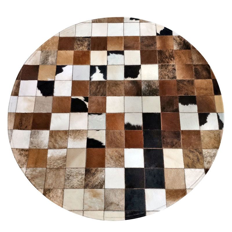 Tappeto multicolore rotondo che gira il tappeto del soggiorno in moquette di mucca con supporto non slip