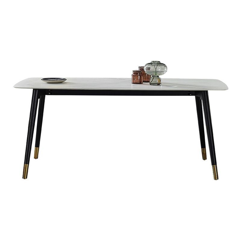 Rectangle Luxury Style Dining Table Two-Color Fixed Table with Sintered Stone