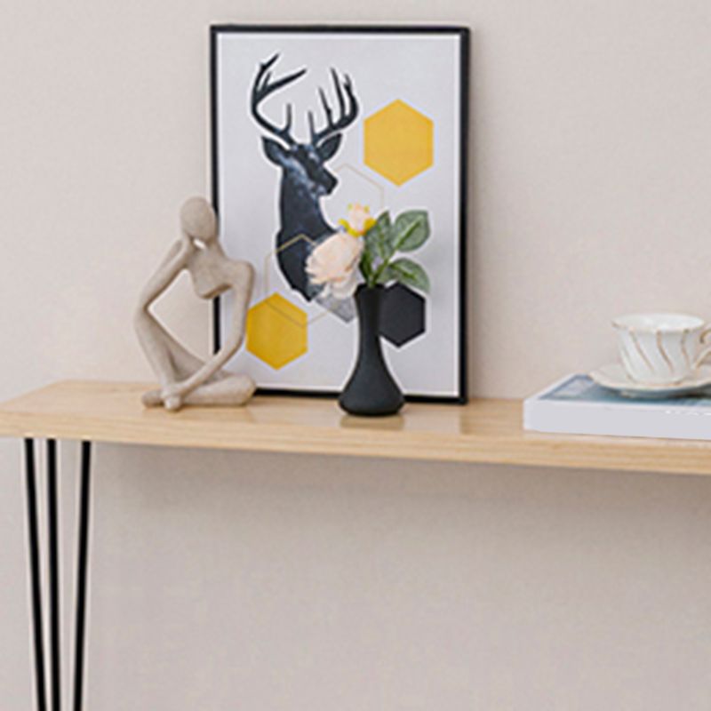 Mid-Century Modern Sofa Table 31.5" H Solid Wood Top Console Table with Metal  Legs