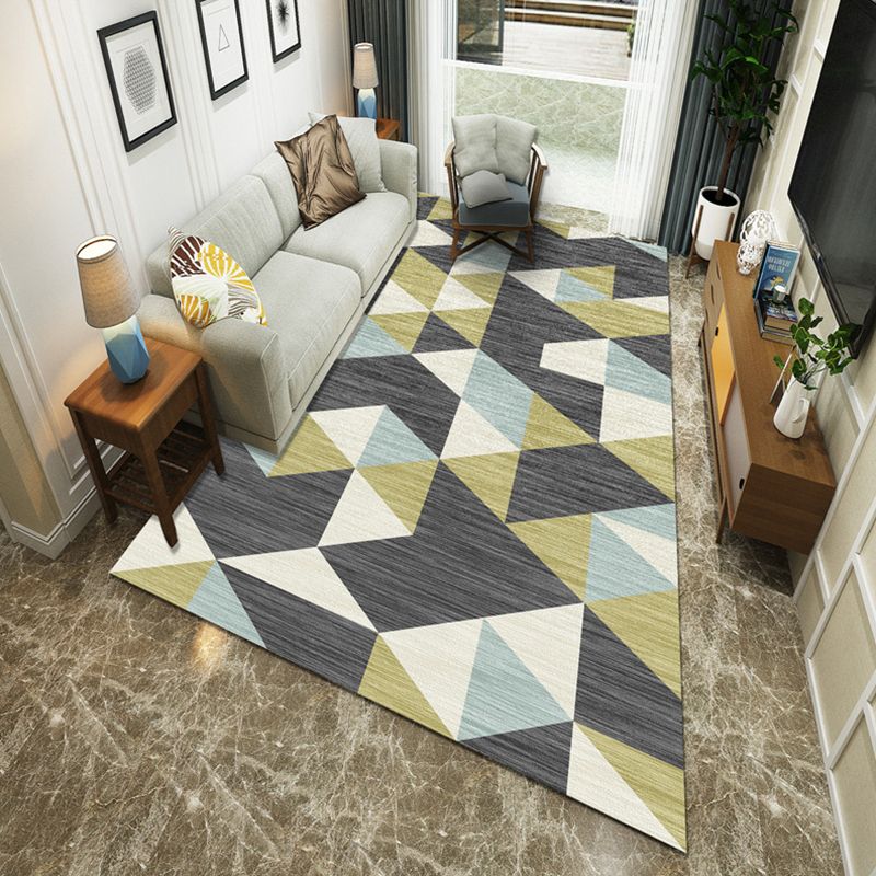 Modernist Geometric Block Rug Multicolor Synthetics Rug Stain Resistant Washable Non-Slip Rug for Family Room