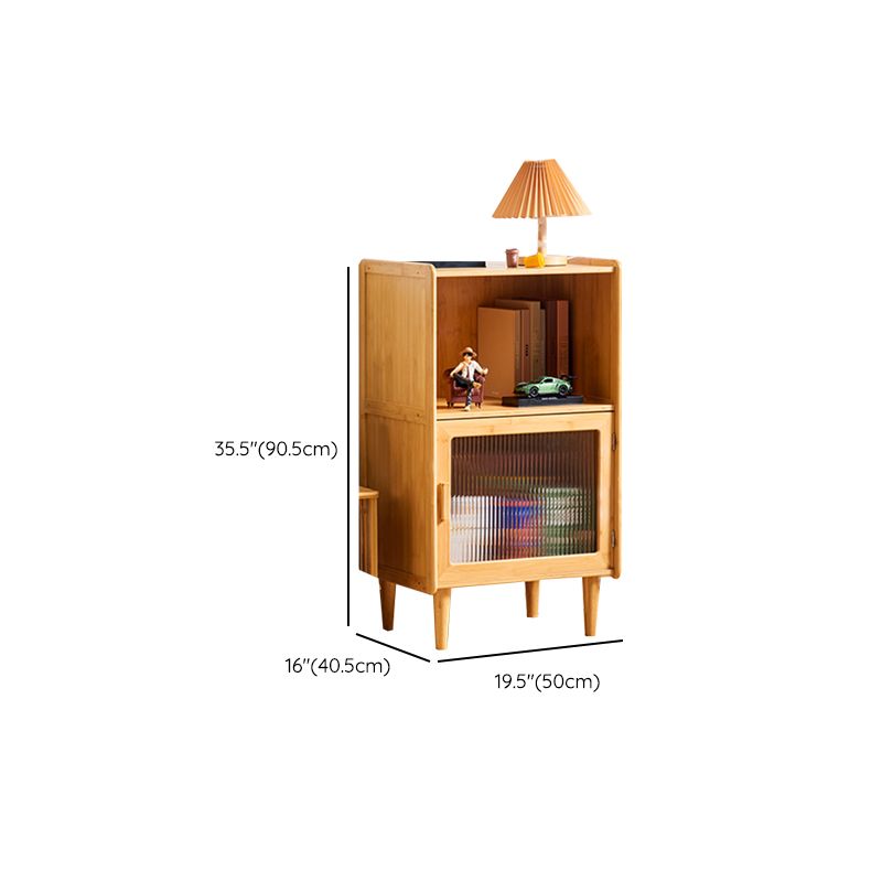 Contemporary Cabinet Pine Glass Paned 2 - Doors Rectangle Accent Cabinet