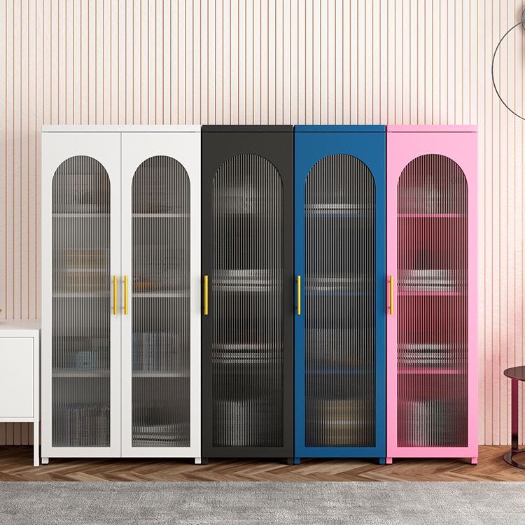 Scandinavian Metal Bookshelf Standard Closed Back Bookcase with Cabinets