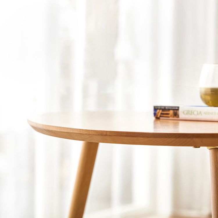 Modern Wood Round Side Table 4 Legs End Table in Natural/White