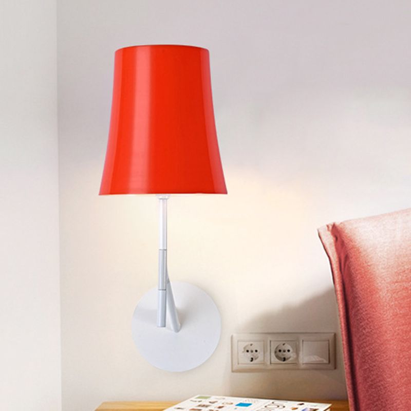 Orange and White Barrel Wall Mount Light Modernism 1 Head Metallic Sconce Lamp for Living Room