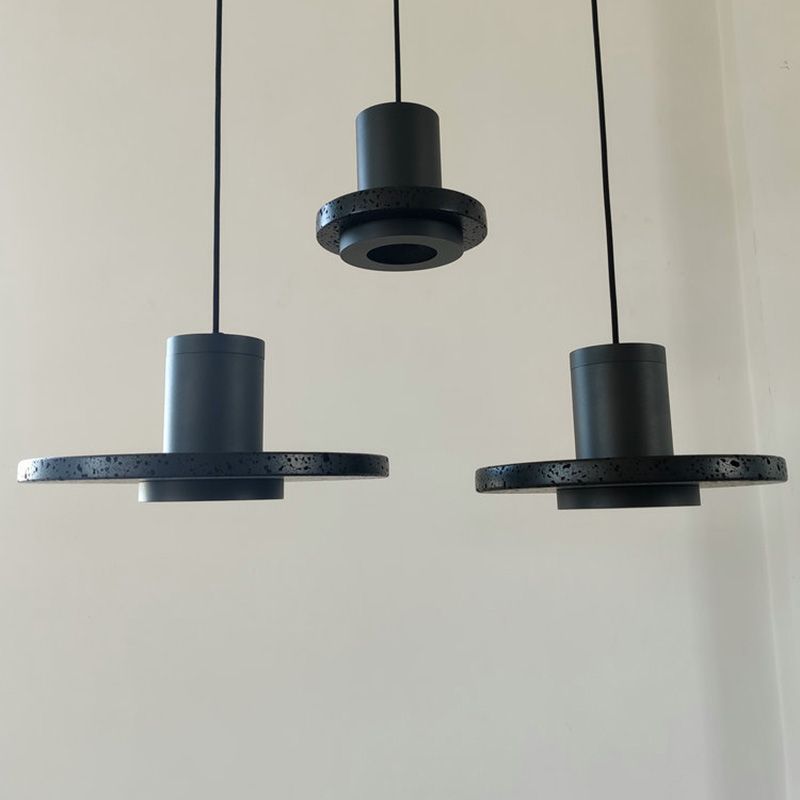Black Hole Stone Chandelier Light Nordic Modern Style 1 Light Living Room Hanging Light Fixture