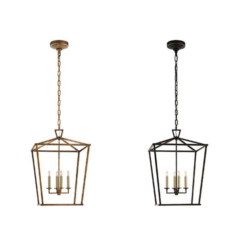 Industrial Cage Shade Chandelier Multi Light Hanging Light for Living Room