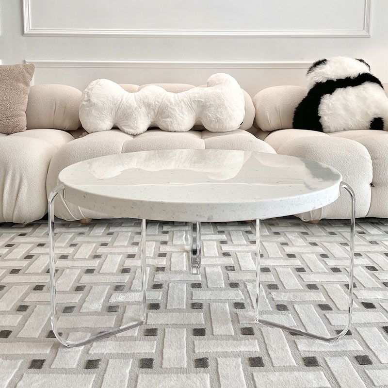 Contemporary Stone Coffee Table 3 Legs Coffee Cocktail Table