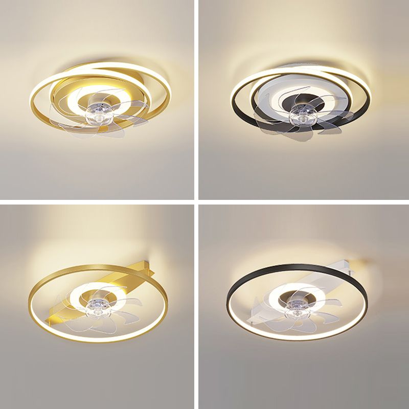 Contemporary Circle Ceiling Fan Light Metal LED Ceiling Fan for Living Room