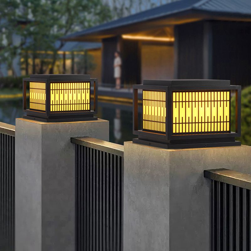 Square Shape Pillar Lamp Modern Outdoor Waterproof Light for Courtyard