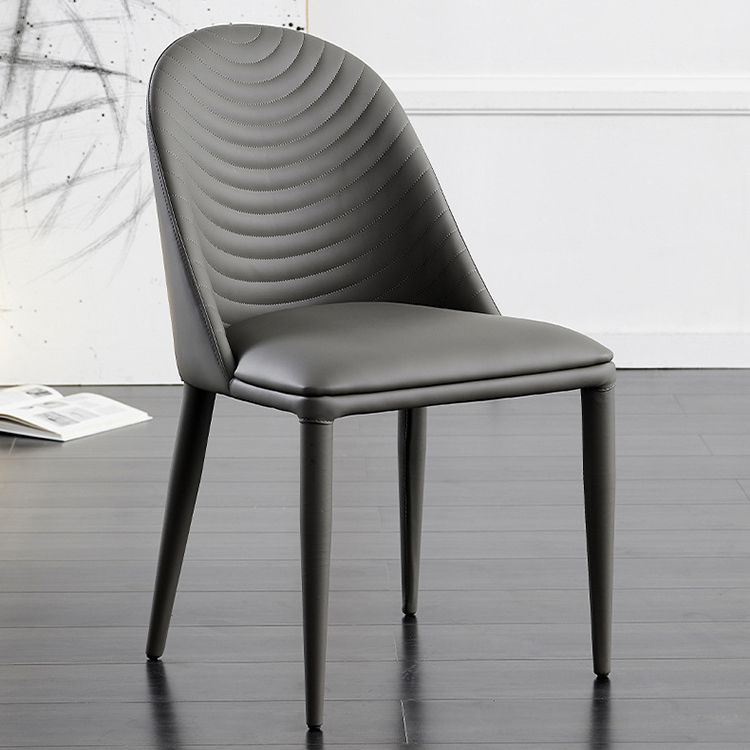 Metal Base Indoor Dining Chair 19'' Wide Parsons Leather Chair for Restaurant