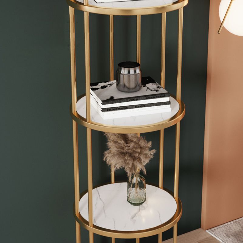 Scandinavian Metal Corner Bookshelf Open Vertical Bookshelf for Living Room