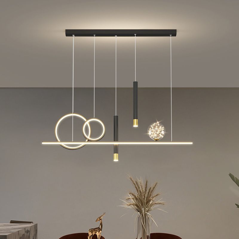 Black/White/Grey Kitchen Island Lighting 6-Light Modern LED Island Pendant Lighting