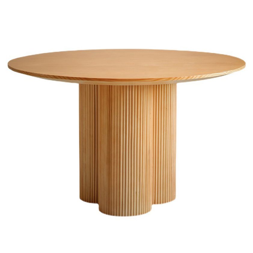 Juego de mesa de madera moderna de 5/7 con mesa redonda de comedor con sillas transversales