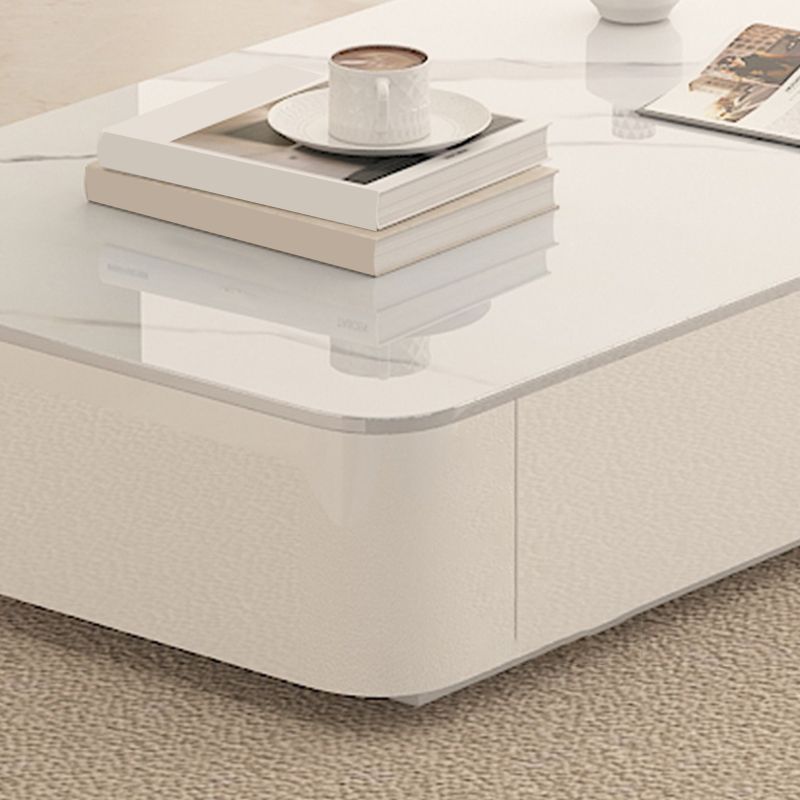 Block Rectangular Coffee Table Modern Single Coffee Table with Drawers