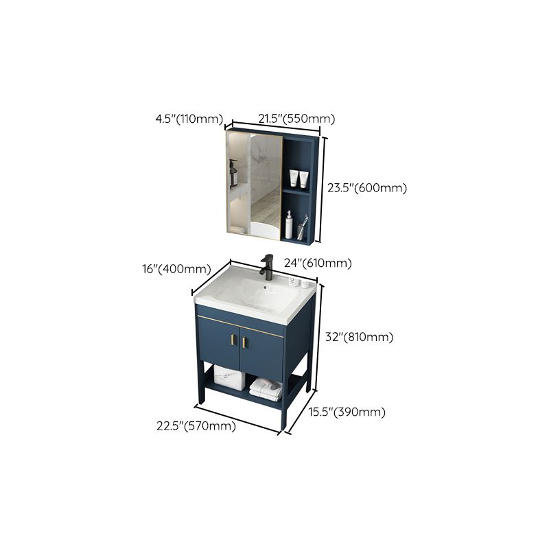 Contemporary Vanity Sink Mirror Cabinet Metal Vanity Cabinet with Storage Shelving