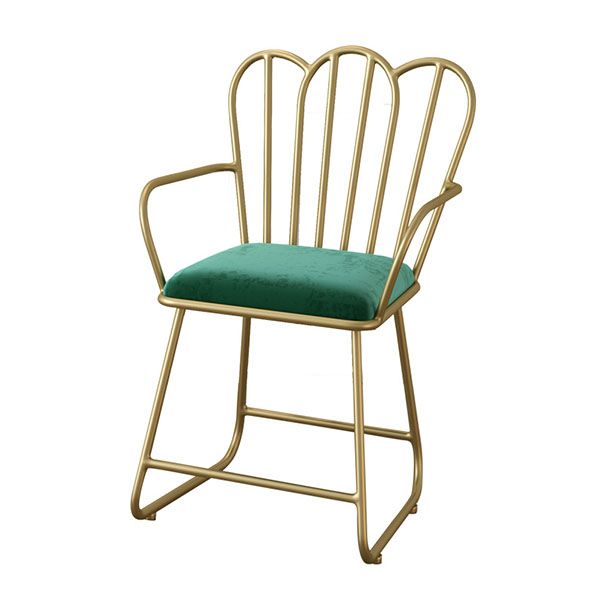Silla de comedor de terciopelo Glam, sillón lateral de comedor de metal para uso en restaurantes