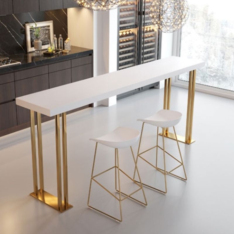 White Wood Table Rectangle Contemporary with Metal Base Cocktail Table with Base