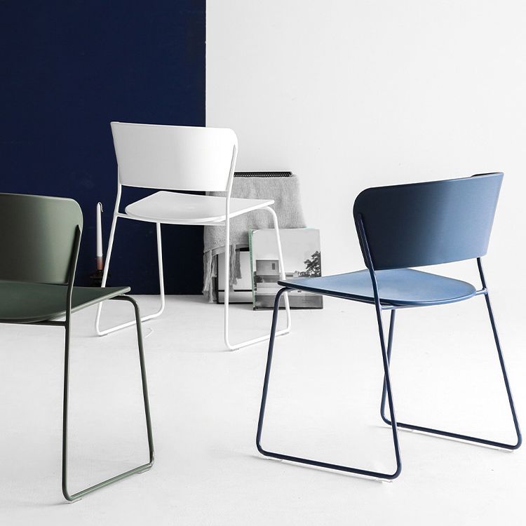 Matte Finish Industrial Dining Side Chair Open Back Plastic Dining Chair
