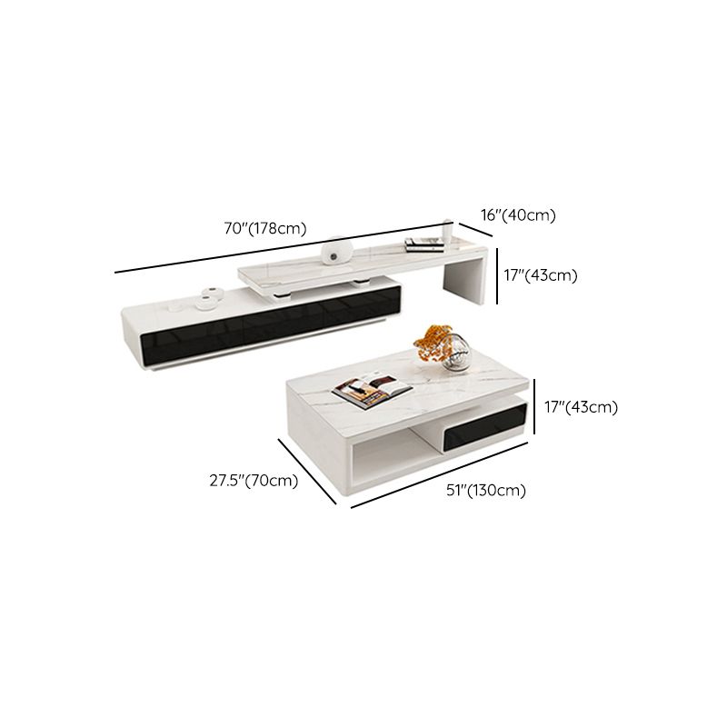 4 Drawers Coffee Table Rectangle Single Stone with Storage Shelf