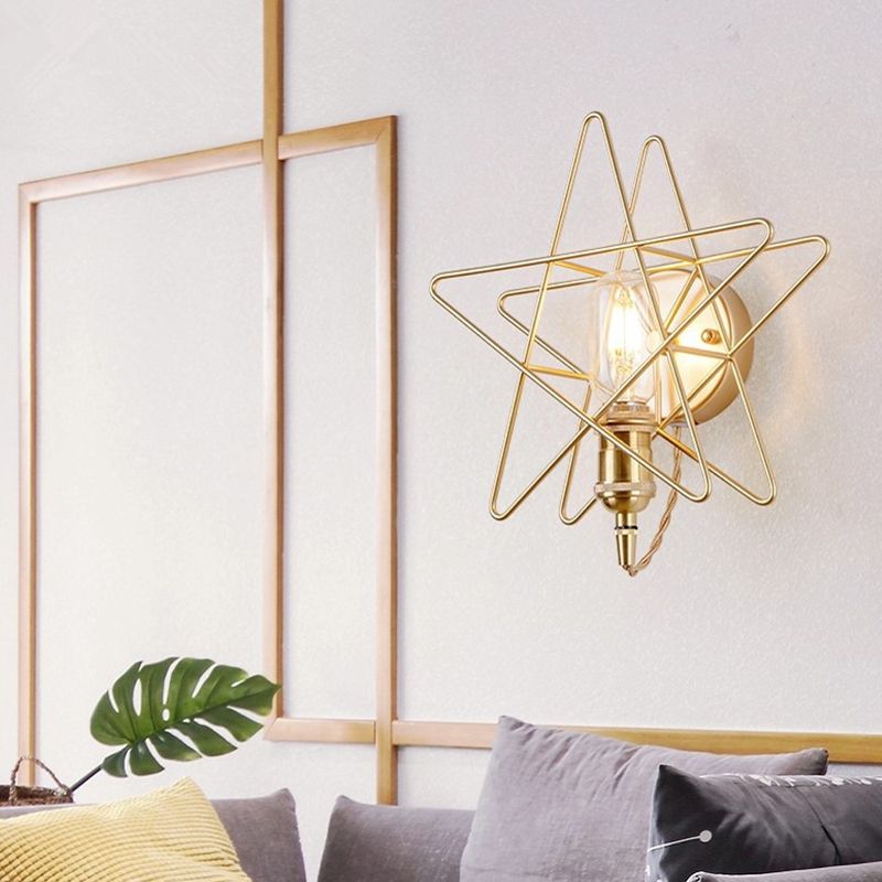 Modernist Wall Sconce Star-Shade Sconce Light with Metal for Bedroom