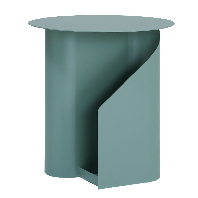 Modern Round Pedestal Coffee Table for Living Room in Pink with Storage
