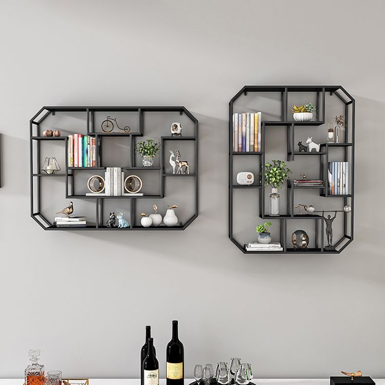 Industrial Iron Bookshelf Wall Mounted Bookshelf for Office and Family Living Room