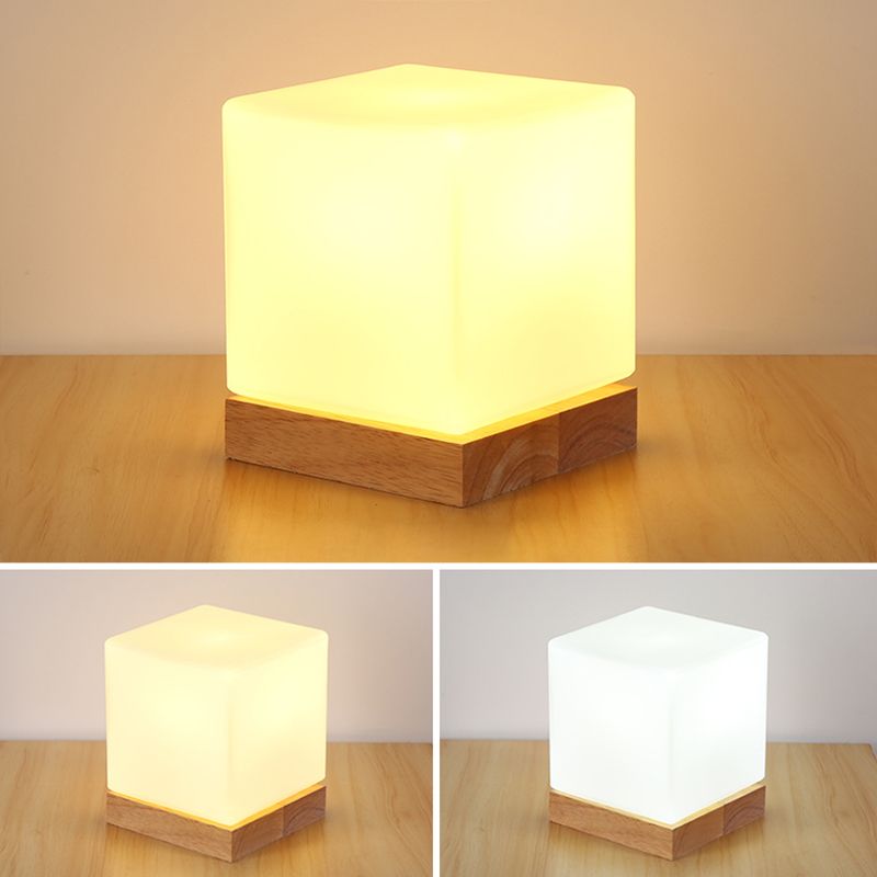 Modern Night Table Lamps 1-Light Nightstand Lights with White Glass Shade for Bedroom