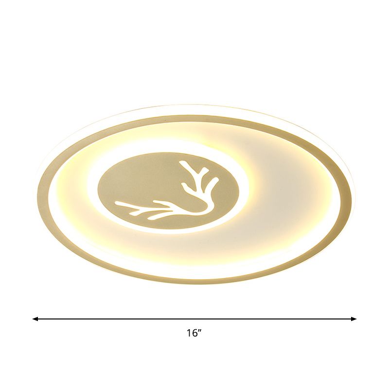 Acrylic Antler Flush Light Fixture Minimalist LED Close to Ceiling Lamp in Gold for Bedroom