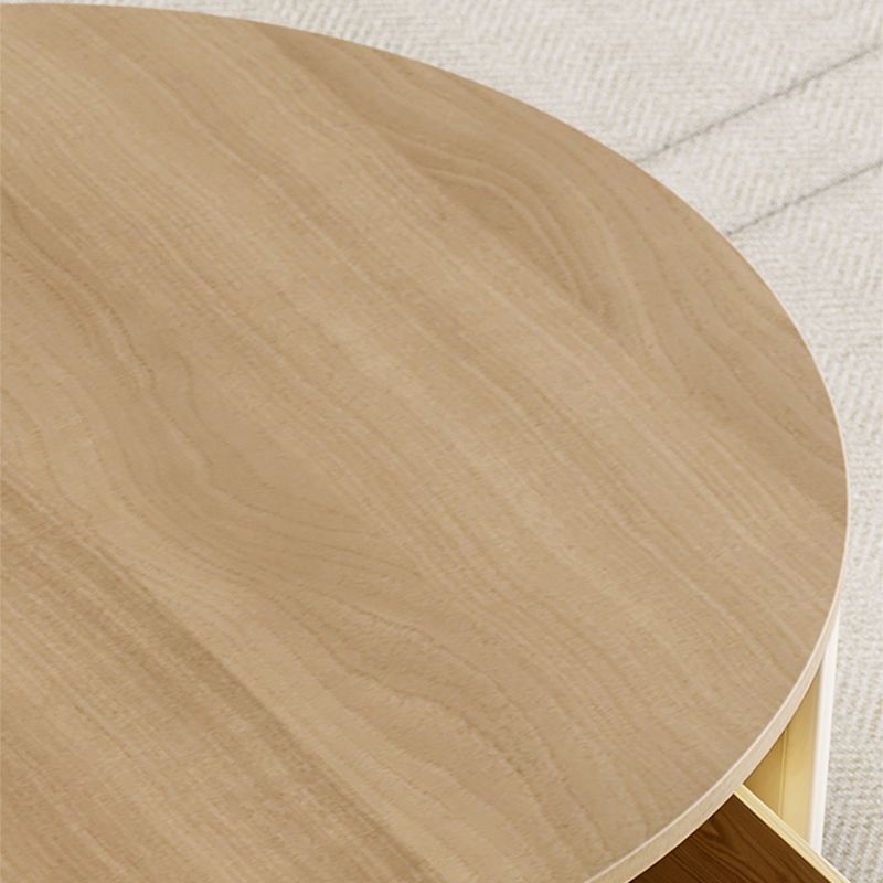 Modern Round Coffee Table Solid Wood Nesting Coffee Table Set