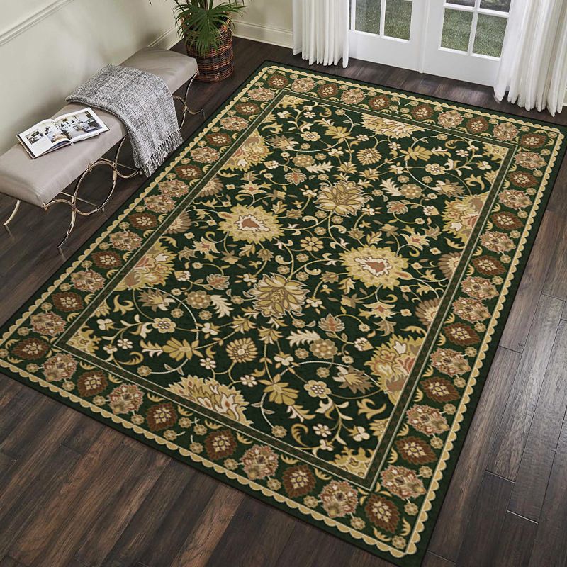 Dark Brown Bohemia Rug Polyester Graphic Rug Stain Resistant Rug for Living Room