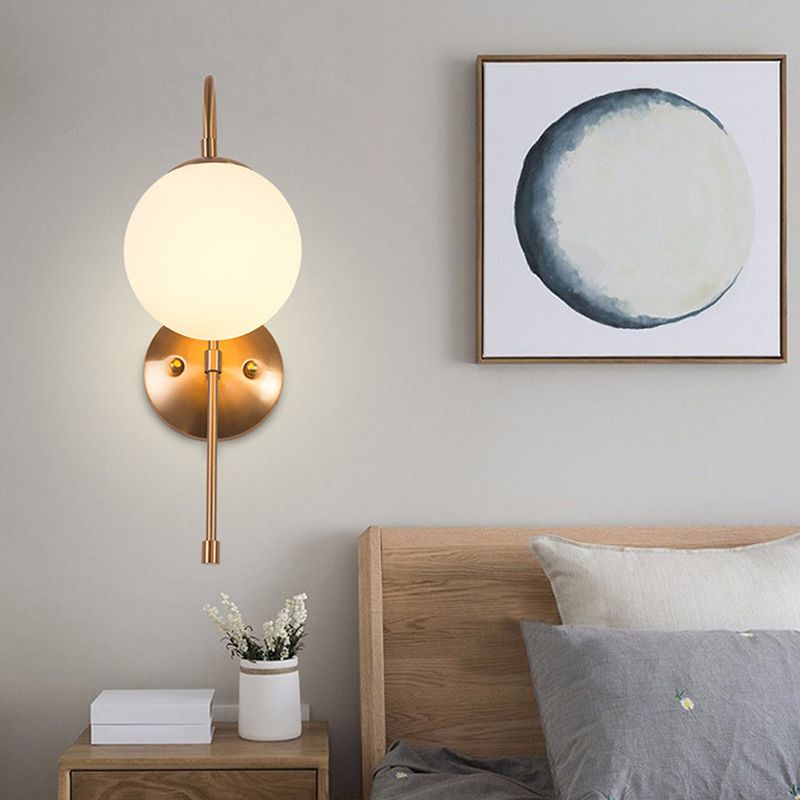 Single Golden Modernism Wall Mounted Sconce Glass Shaded Wall Light for Foyer