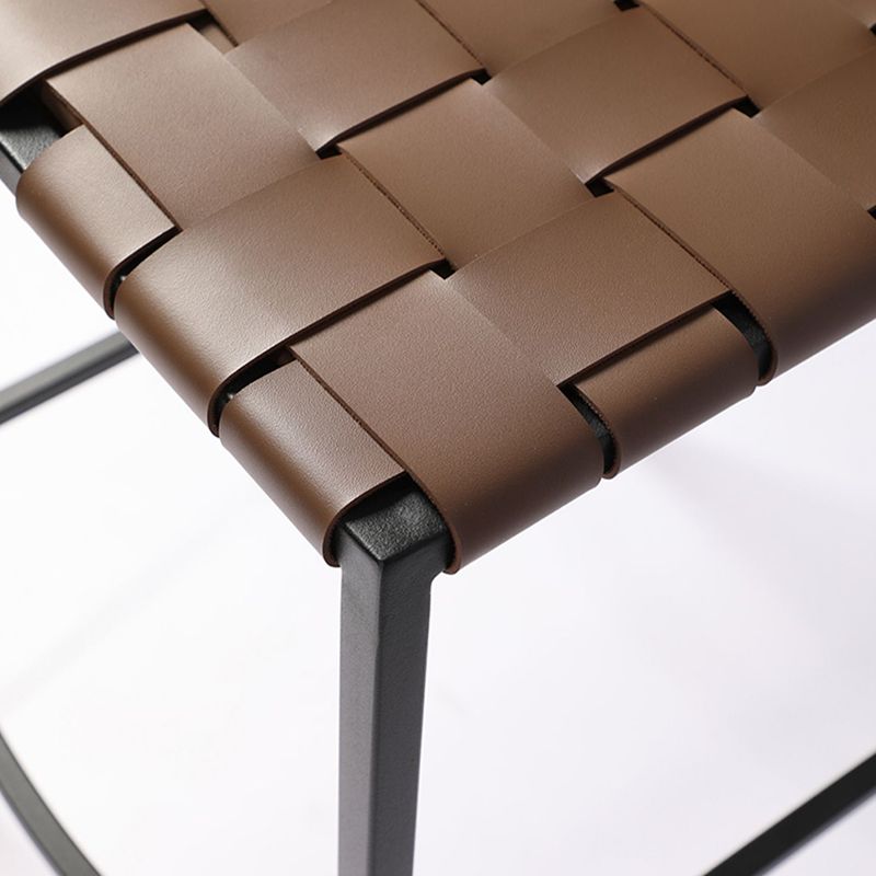 Modern Faux Leather Counter Stool Square Low Back Bar Stool for Indoor