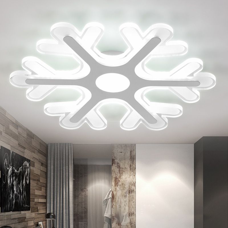 Zeitgenössische Schneeflocke Flush Decken Licht Acryl Schlafzimmer LED Flushmount-Lampe in Warm/White Light, 8 "/16.5" /20.5 " Breite