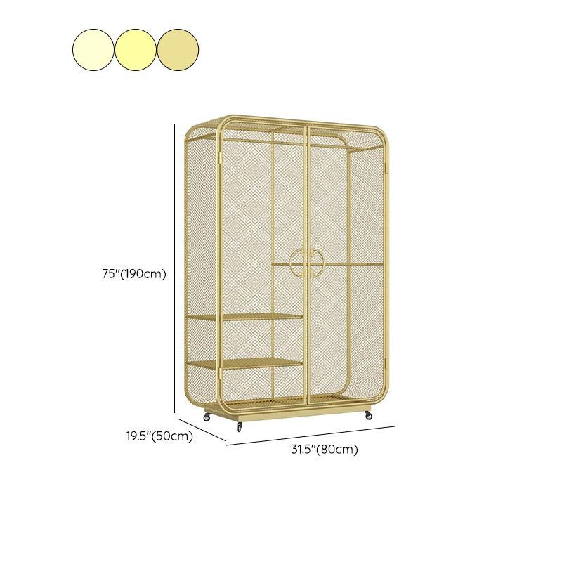 Bedroom Metal Wardrobe Industrial Style Rectangular Wardrobe Closet