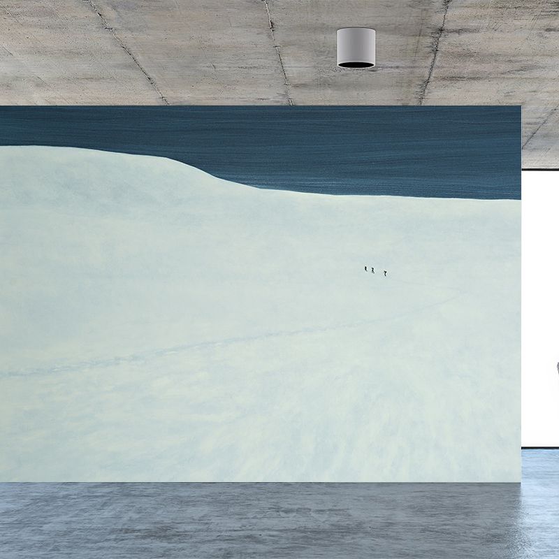 Modern Aesthetics Girls Mural Wallpaper Snowfield and Figures White Wall Covering