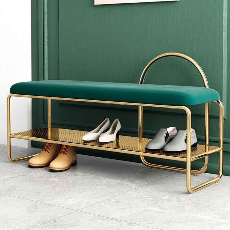 Modern Entryway Bench Cushioned Metal Seating Bench , 12.5" Width