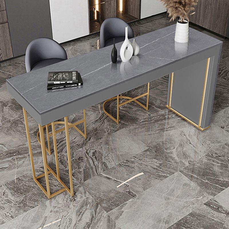 Glam Rectangle Stone Counter Table 1/3 Pieces Bar Table Set for Kitchen