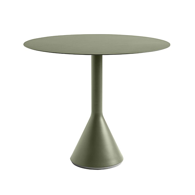 Industrial Green Dining Table Metal Outdoor Table with Pedestal Base