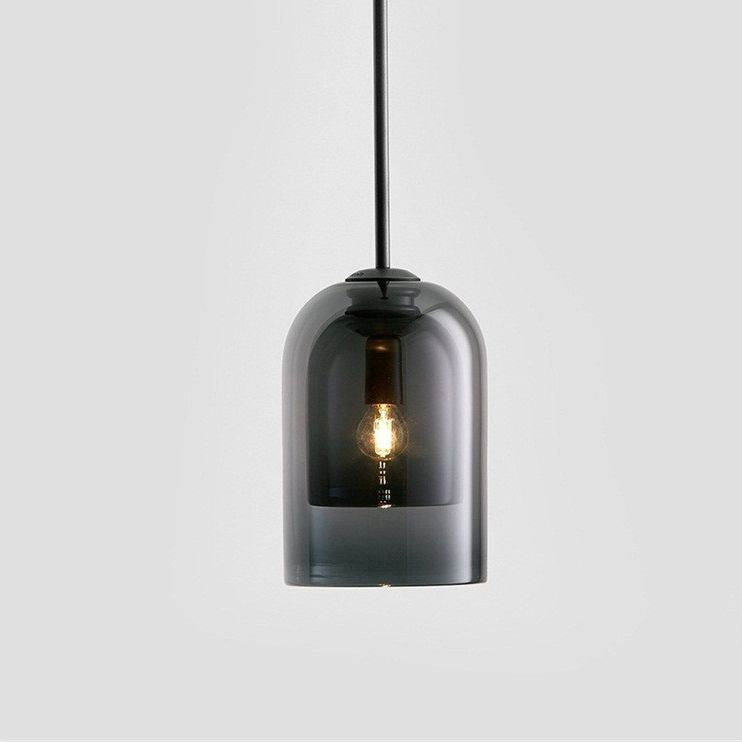 1 leichte Anhängerlampe moderne minimalistische Bell -Doppelglas -Hängelampe für Wohnzimmer