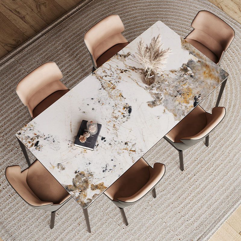Designer Style Rectangle Sintered Stone Dining Set 1/2/5/7 Pieces Dining Table with Chairs