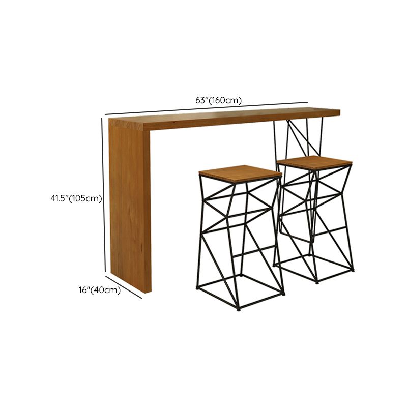 Industrial Rectangle Bistro Bar Desk Pine Solid Wood Bar Dining Table for Indoor