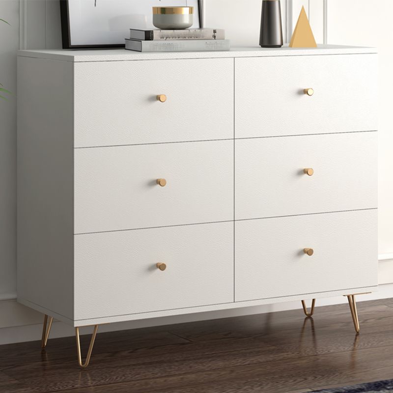 White Contemporary Accent Chest Rectangle Accent Cabinet with Drawers, Scratch Resistant
