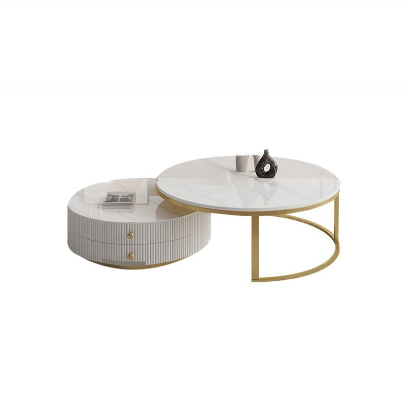 Frame Nesting Coffee Table Set Slate Glam Coffee Table with Drawers