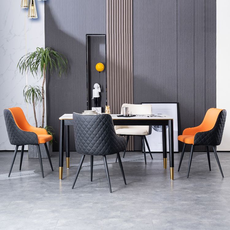 Chaises de salle à manger contemporaines en métal, chaises de salle à manger en Faux cuir pour usage domestique