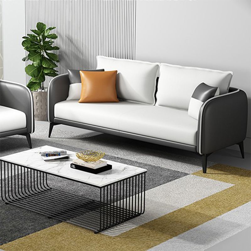 29.52" W Tuxedo Arm Sofa Faux Leather Contemporary Standard Sofa