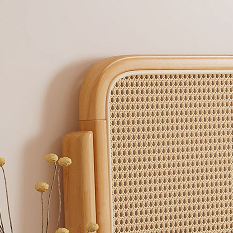 Solid Color Rattan Standard Bed Tropical Panel Bed with Headboard