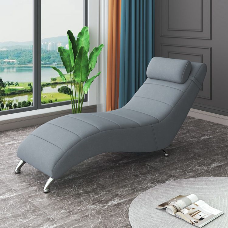 Faux Leather Chaise Lounge Armless Solid Color Chaise for Bedroom and Living Room