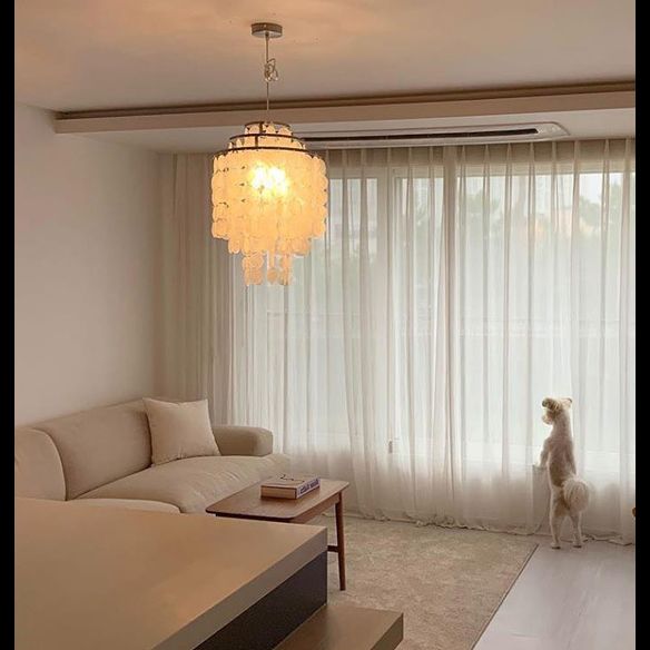 3-Tiers Shells Deco Hanging Light Contemporary Style Single Light Suspension Lamp for Dining Room