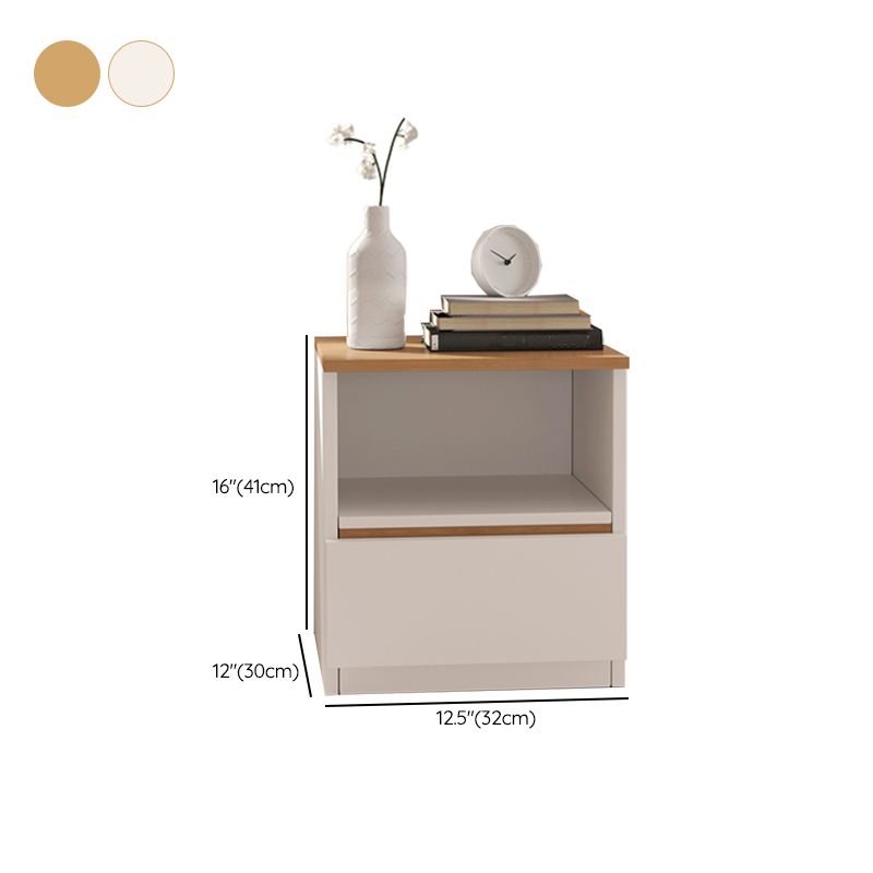 Modern White/Natural Chest with Wooden Drawers Rectangle Chest