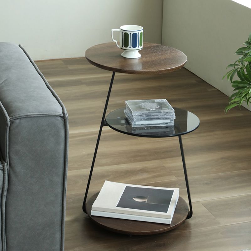 Modern Round Corner Table 3-Tier Side End Table with Storage